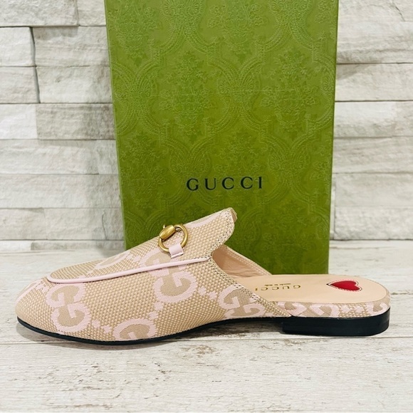 Gucci Jumbo GG Princetown Mules Slippers Perfect Pink Size 36 Canvas/Leather - Picture 10 of 16